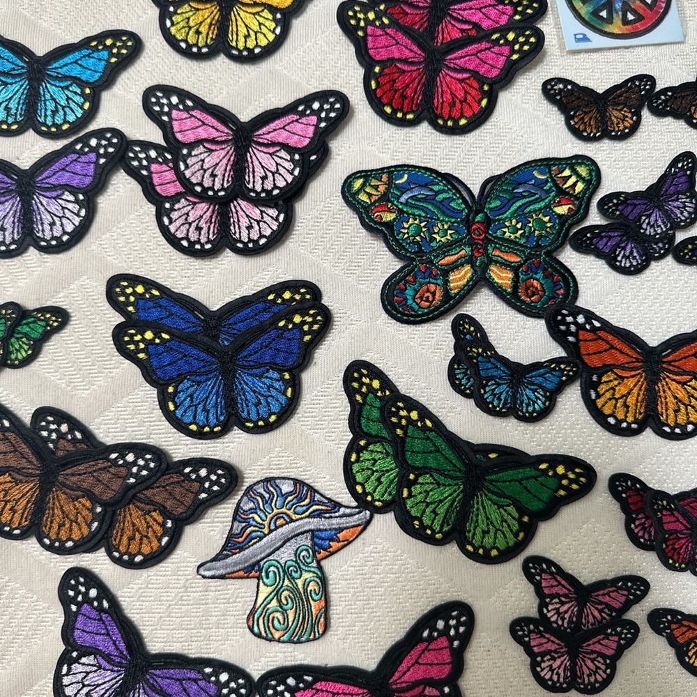 Butterfly patches mushroom patch peace patch